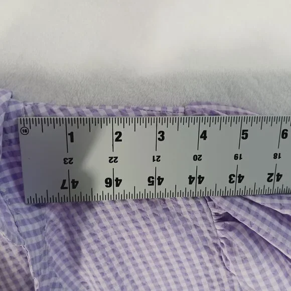 Zara, Lavender & White Gingham Check Crop Top, Long Sleeve, Renaissance, Peasant - Picture 11 of 14